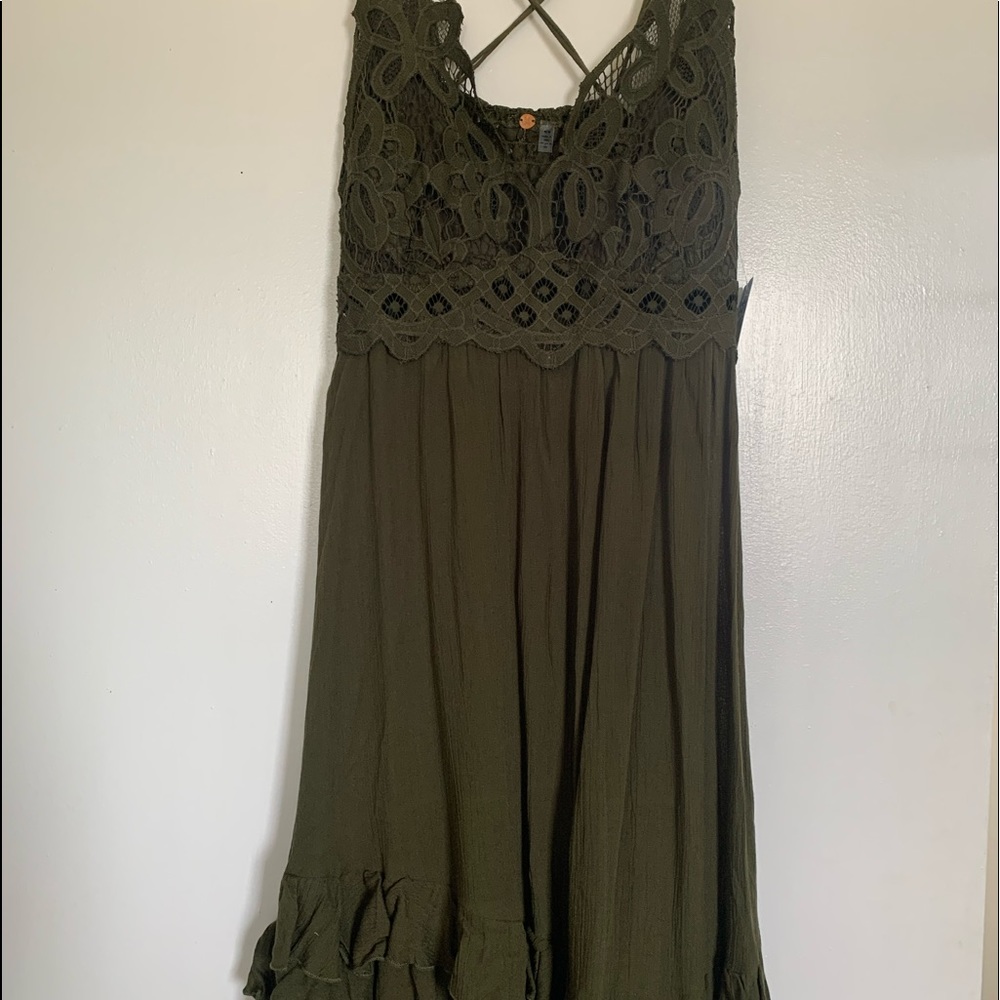 Free People Olive Green Adella Dress Medium
